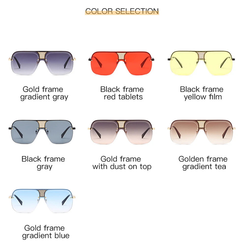

2020 Luxury Brand Sunglasses Men Vintage Punk Hip Hop Sun Glasses Women Oversized Semi-Rimless Square Shades Male Driving Oculos