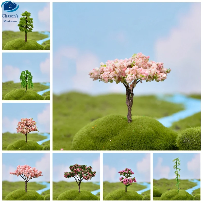 

Artificial Small Tree Flower Plants Moss Bonsai Tree Fairy Garden Landscape Christmas Decoration Succulents Figurines Ornaments