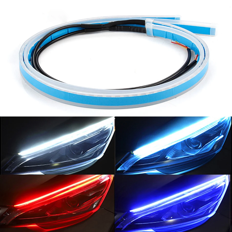 

1x pcs LED Car DRL Daytime Running Lights Auto Flexible Turn Signal Guide Strip Lamp Brake Flow Light 12V