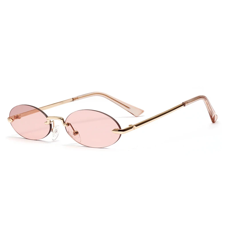 OEC CPO Frameless Retro Small Oval Sunglasses Women 2019 Designer Unisex Metal Glasses Clear Pink Lens Brand Eyewear O219 | Аксессуары