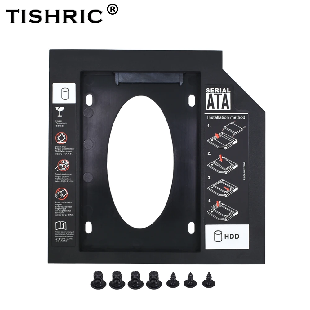 TISHRIC 9 5 мм/12 7 мм HDD Caddy Пластик SATA 3 0 Универсальный Optibay чехол для 2 &quotSSD жесткий диск