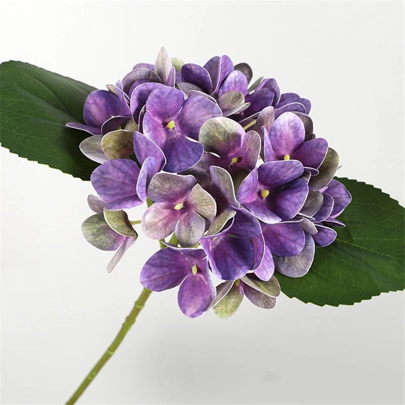 

3D Hydrangea with Leaves Silk Artificial Flowers for Wedding Decor Ornaments Fake Plants Flores Home Decor Flower Artificial