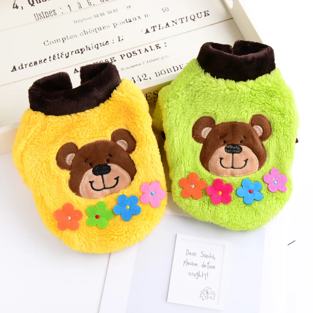 

Одежда для собак, новинка, одежда для домашних животных, мультяшный милый Бишон, одежда для осени и зимы, одежда из кораллового флиса на две л...