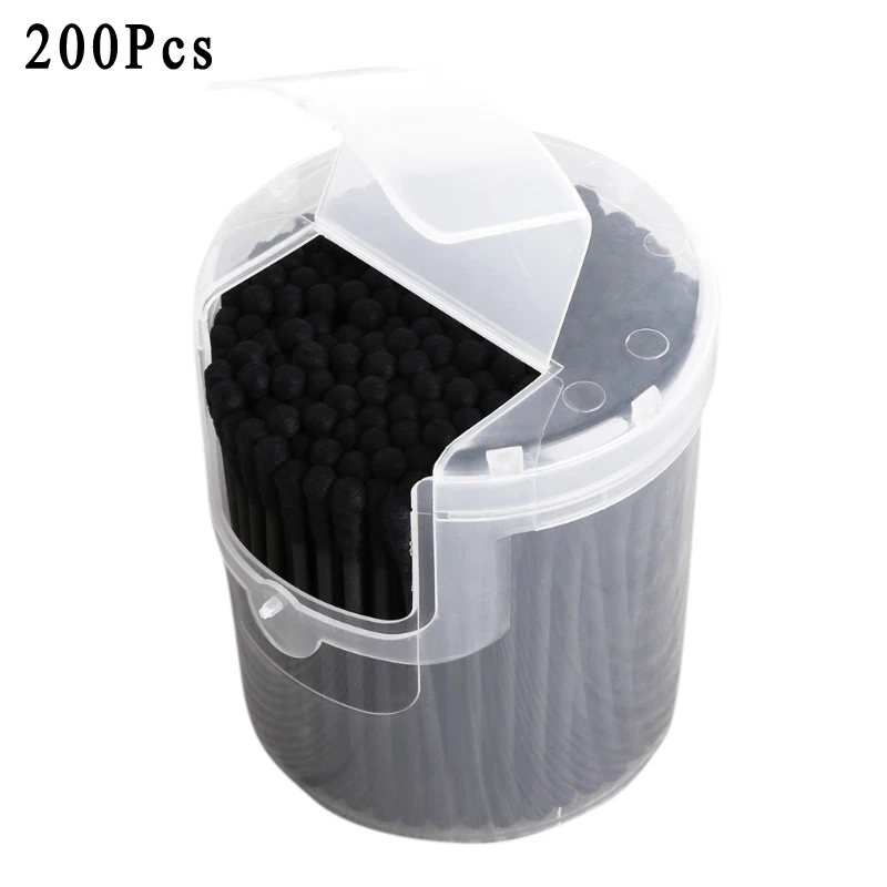 

200Pcs Activated Black Anti-bacterial Cotton Swab Nose Ear Buds Tips Double Head Cleaning Tool Women Makeup Cotton