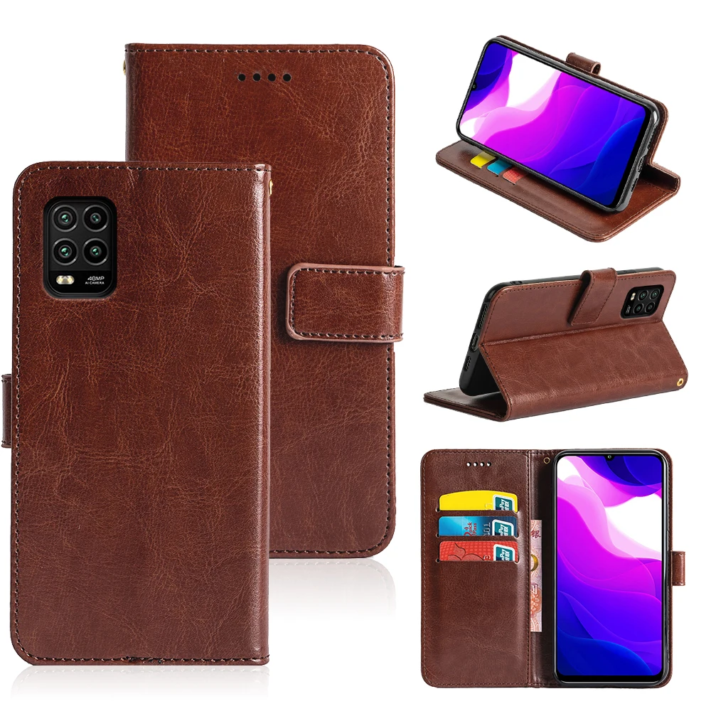 

ROEMI For Xiaomi Mi 10 Lite Soft and Comfortable Three Colors Holster Flip Crazy-Horse PU Leather Cover Dirt-Resistant Holster