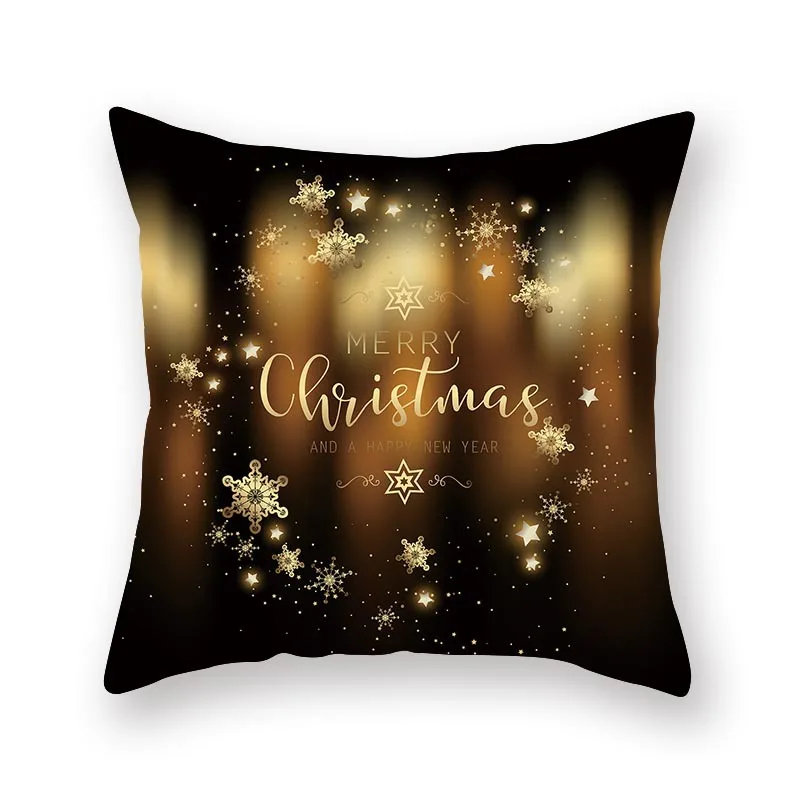 

1Pcs Golden Christmas Tree Deer Santa Claus Pattern 45*45cm Polyester Cushion Cover Decorative Sofa Home Decor Pillowcover 40992