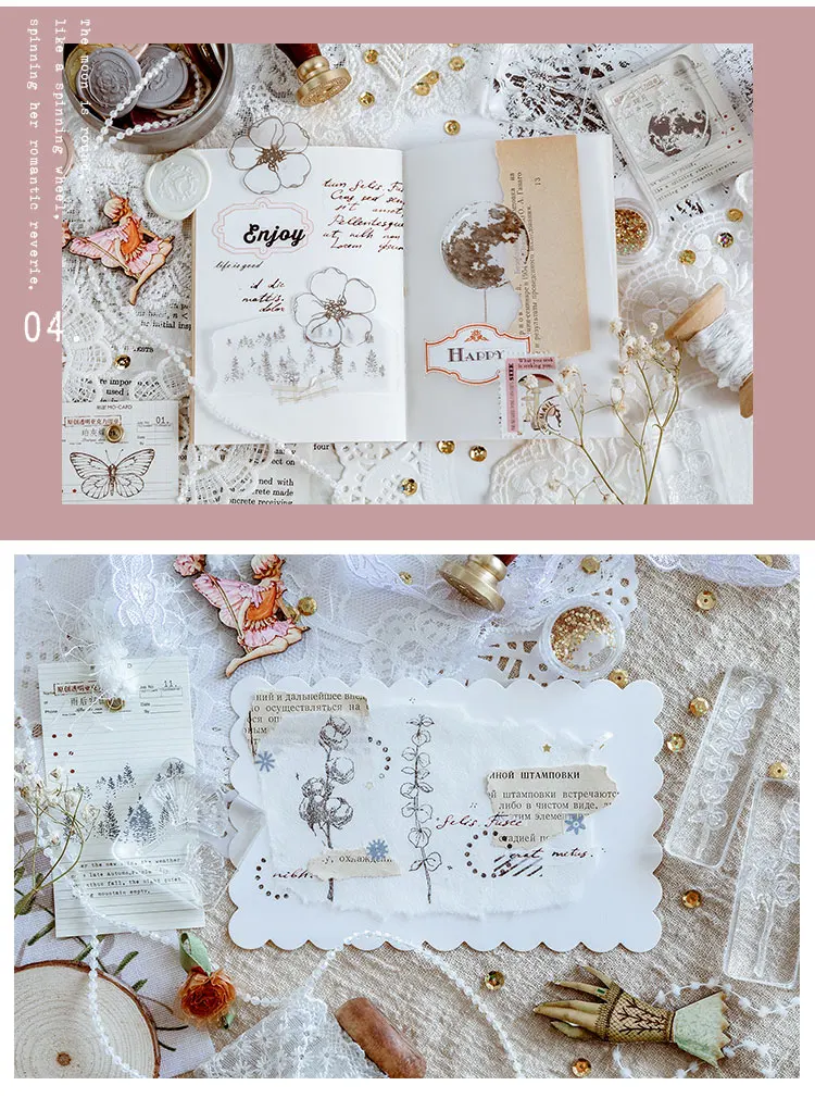 Ретро Лес серии украшения из акрила Резиновые Марки для stationery канцелярские DIY ремесла растения Цветок гинкго хлопок стандарт