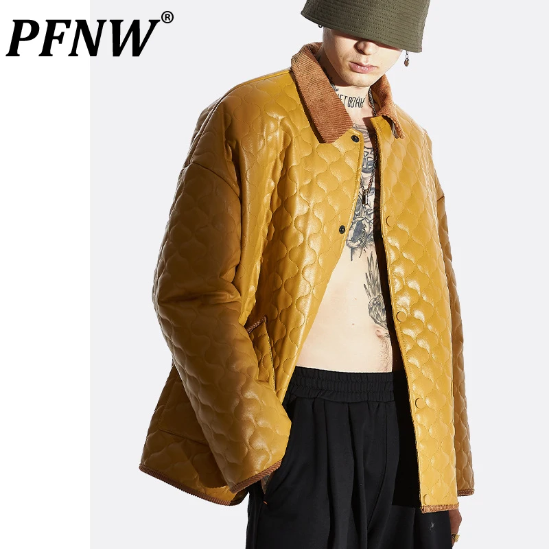 

PFNW Ретро стиль клетчатая свободная повседневная куртка для мальчиков подходящая ко всему с лацканами имитация двух кардиганов мотоциклетн...