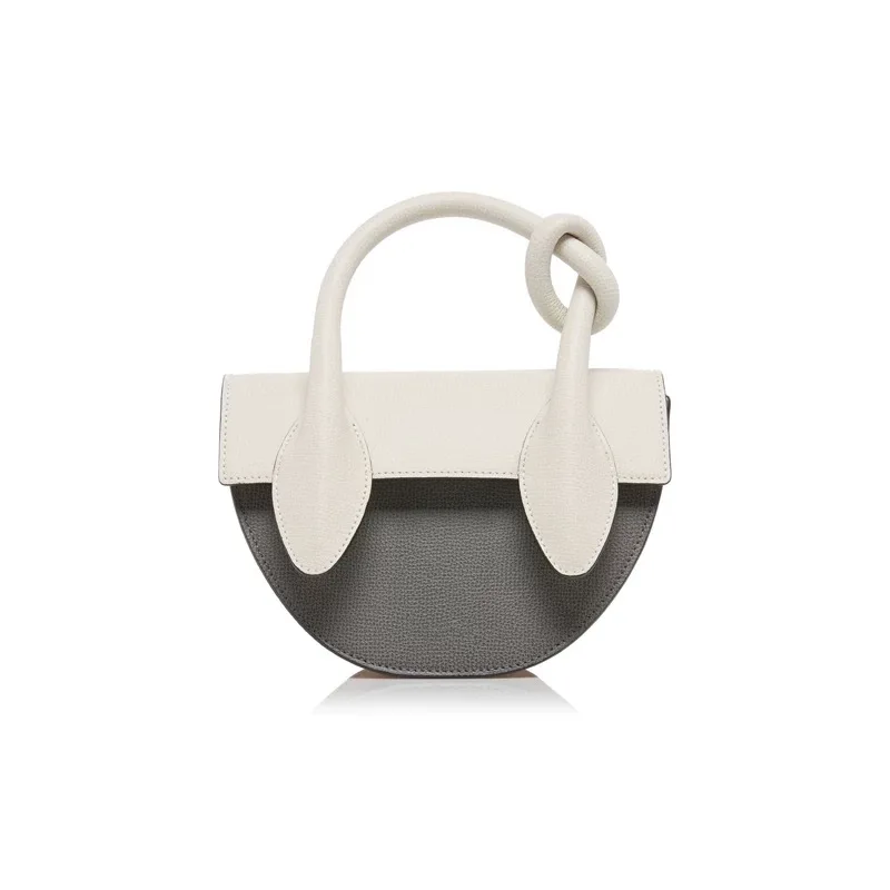 White and grey Новая модная полулунная Сумка-тоут, однослойная полукруглая Сумочка, лаконичная универсальная сумка с откидным карманом, дизайнерская мягкая сумка на бретельках - Цвет: White and grey