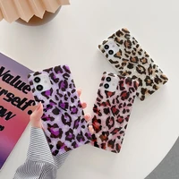 luxury square leopard print soft rubber shockproof back skin phone case cover for iphone 7 8 plus 11 12 13 pro max x xr xs max