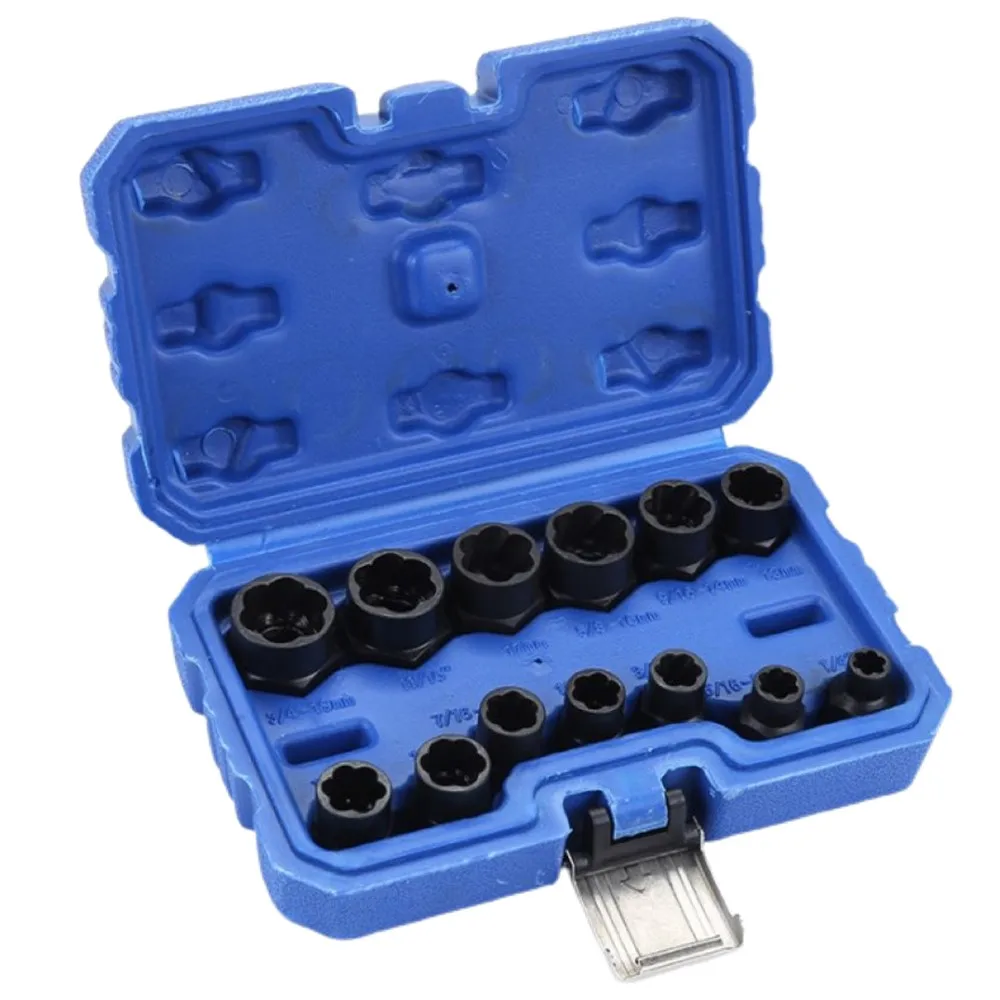 13pc Damaged Bolts Nuts Screws Remover Extractor Removal Tools Set Threading Tool Kit Black Nuts With 8Styles Wrench Accessories
13pc Damaged Bolts Nuts Screws Remover Extractor Removal Tools Set Threading Tool Kit Black Nuts With 8Styles Wrench Accessories