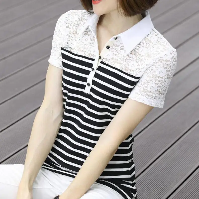 Женская футболка с коротким рукавом летний яркий хлопковый топ в полоску