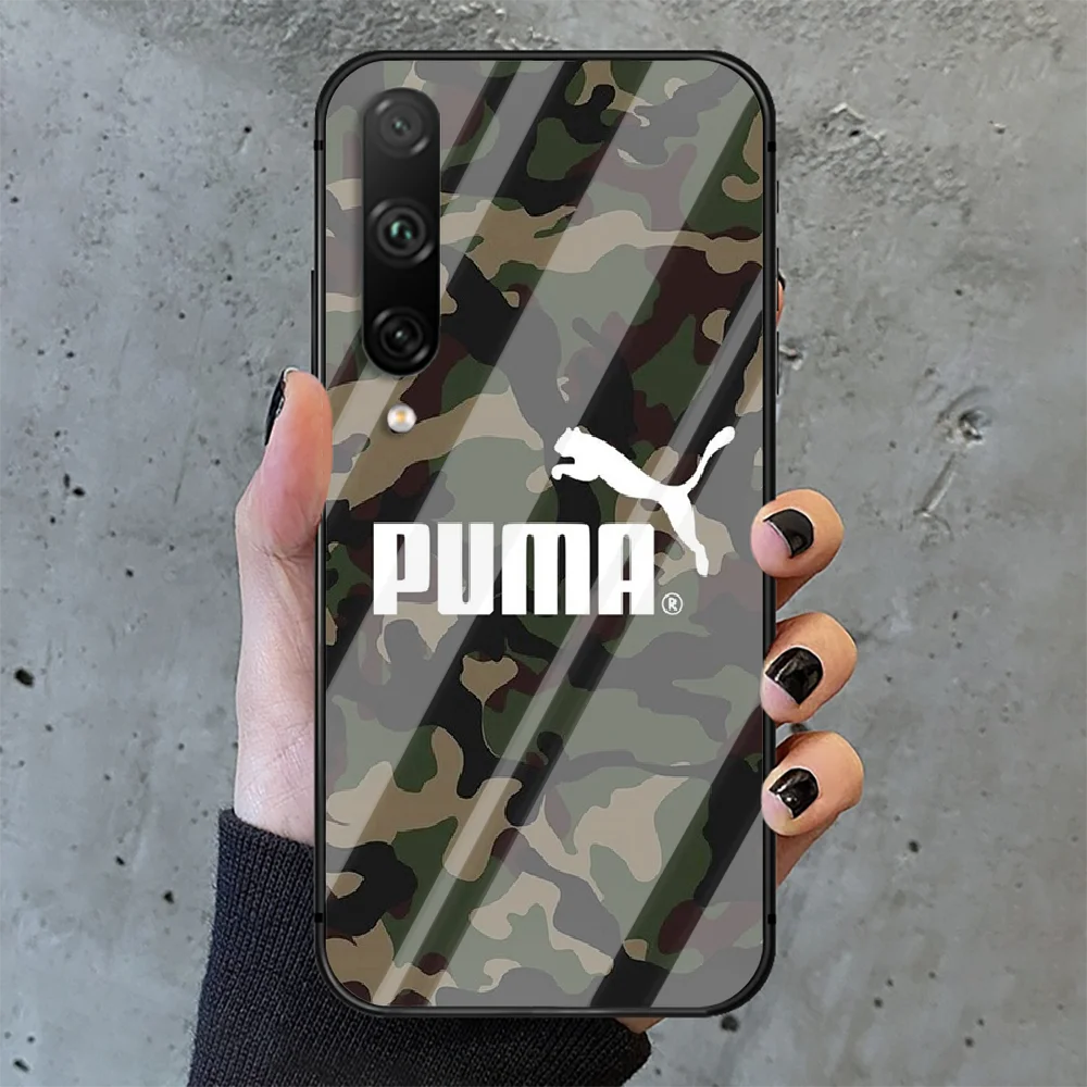 

Sports leopard brand puma Phone Tempered Glass Case Cover For huawei honor 7 8 9 10 20 A X S lite i pro Black Tpu Bumper Luxury