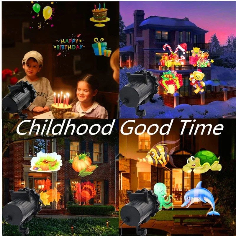 Движущиеся рождественские лазерные прожекторные лампы 16 узоров светодиодный