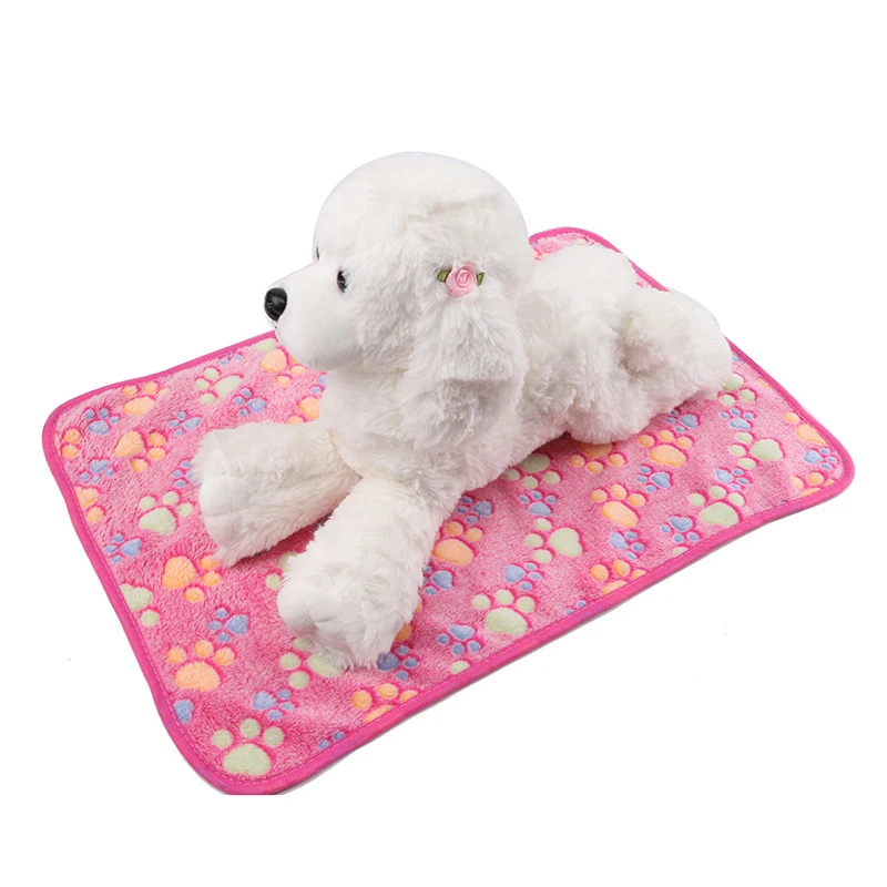 

Pet Dog Blanket Soft Warm Fleece Washable Blanket for Cat Kitten Puppy with Cute Paw Print Sleeping Mat DFK889