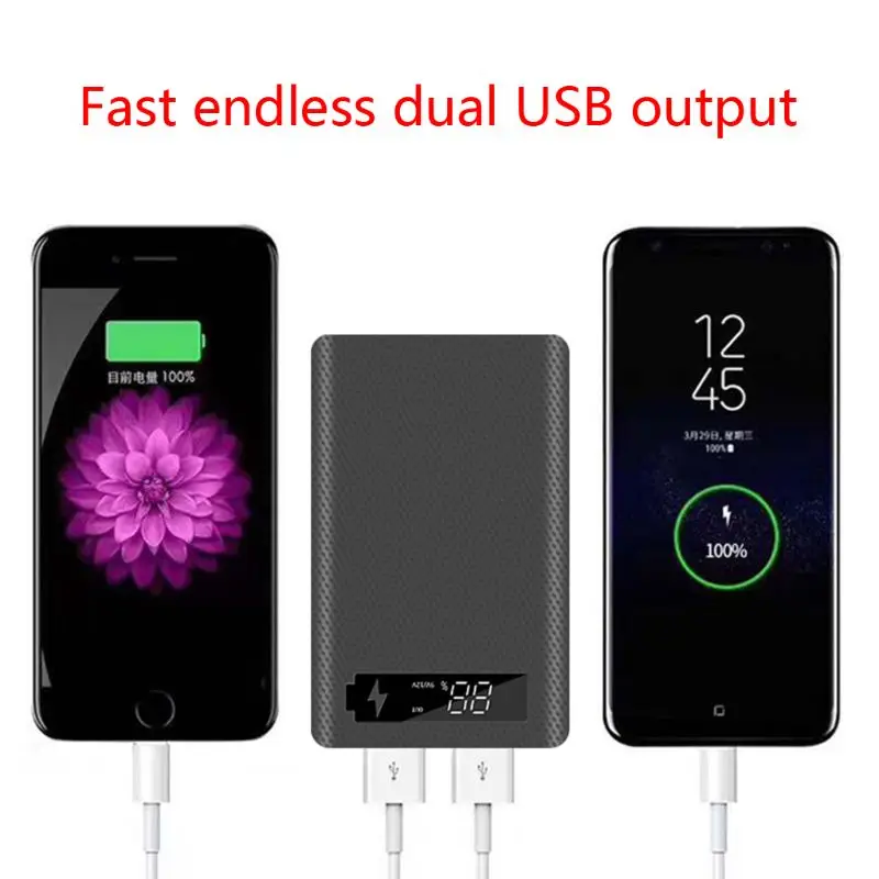QC3.0 PD ЖК дисплей DIY 5x18650 чехол для аккумулятора корпус внешнего Быстрая