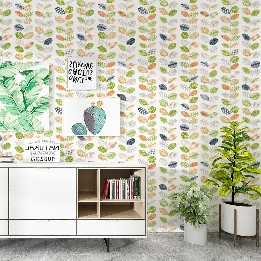 

45cmx6M Kids Wallpaper Self Adhesive Children Room Wall Paper Cover Mural Leaves Decor Boy Girl Bedroom Wallcovering PVC Film