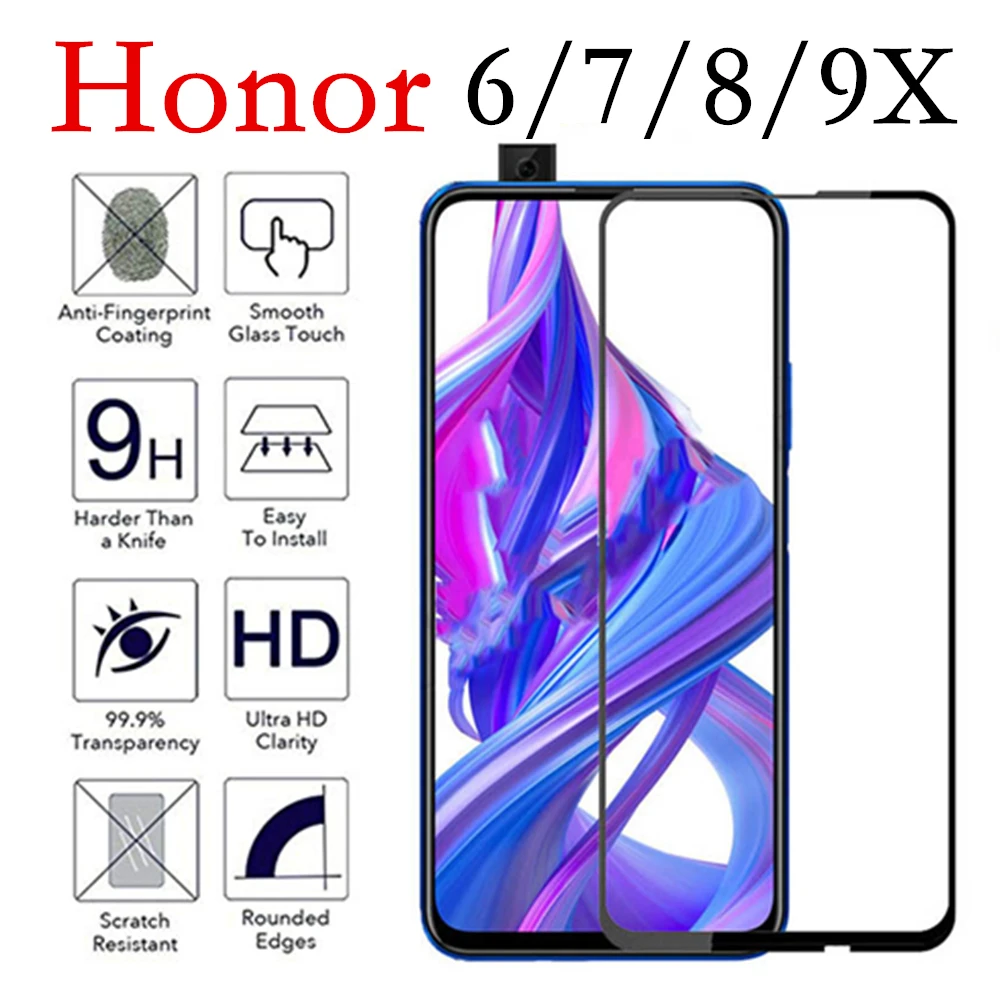 9x из закаленного стекла на стене для Huawei Honor 8x 7x экран протектор Honer 6x6 7 8 9 X
