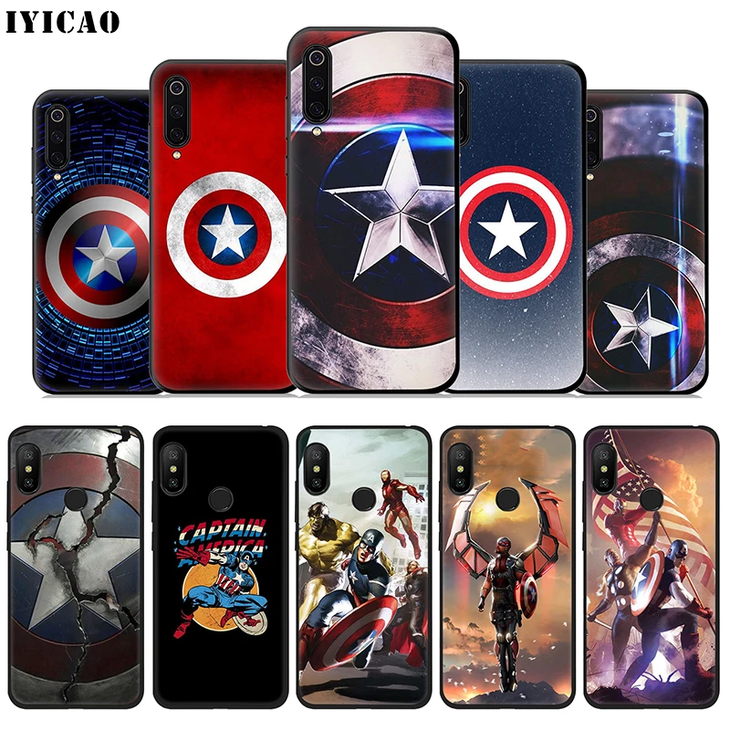 IYICAO Marvel Captain America Soft Case for Xiaomi Mi A3 A2 A1 10 9T CC9E CC9 9 8 6 Se Lite F1 5X 6X MiA1 MiA2 MiA3 |