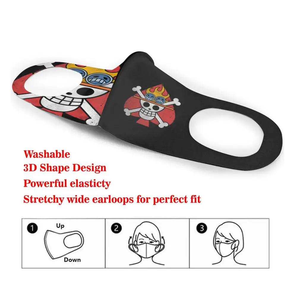Ace Jolly Roger One Piece Pirate King DIY masque adulte lavable Тканевые маски для лица Защитная маска рта с