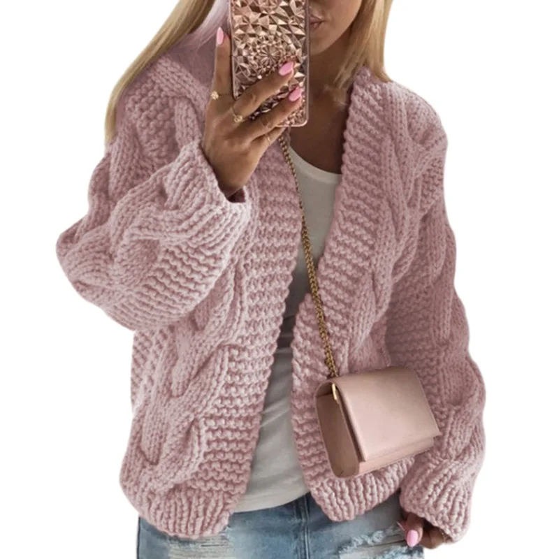 

ZITY Sweater Women Cardigan Coat Female Casual Long Sleeve Knitted Coat Solid Open Stitch Sweater Femme Autumn Winter Warm