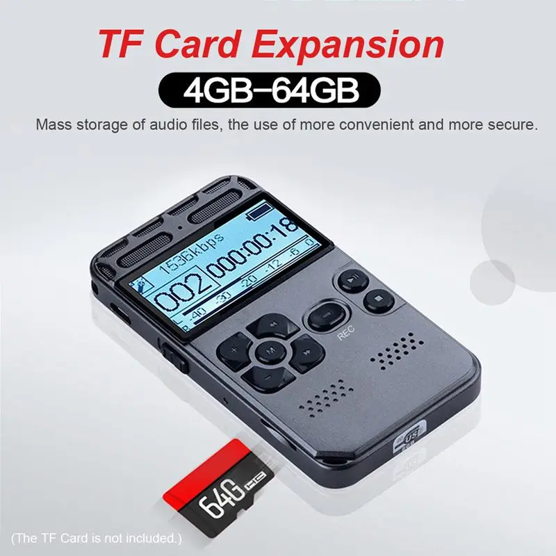 

64G Rechargeable LCD Digital o Sound Voice Recorder dictaphone MP3 Player