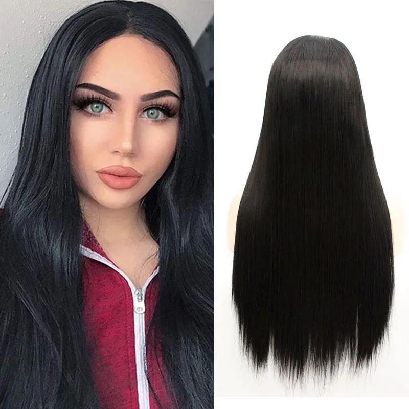 

Synthetic Long Straight Hair Wigs Black Color Full Wig for Women Middle Part Heat Resistant Wigs Long Wigs for Black Women