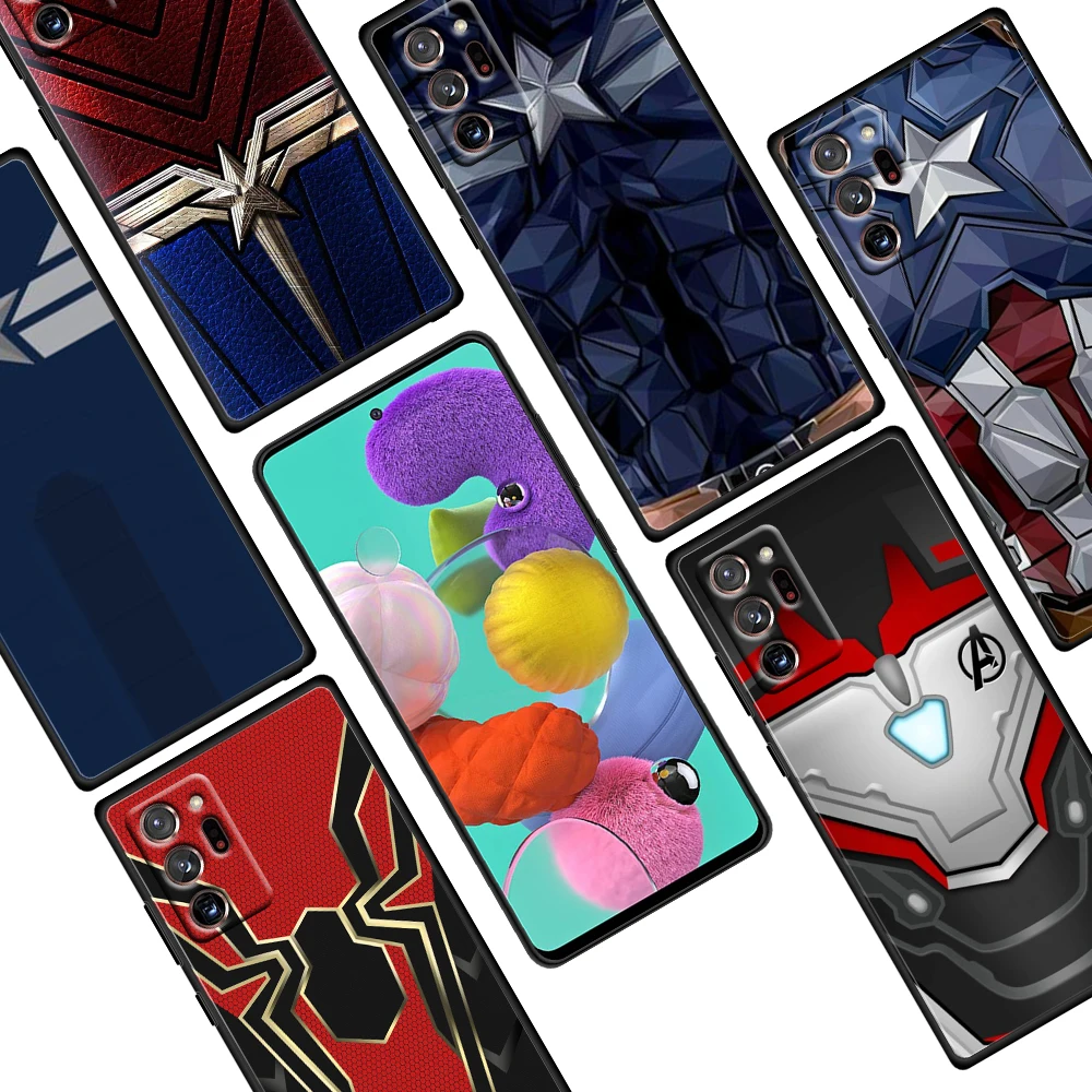 

Marvel suit pattern For Samsung Galaxy Note 20 Ultra Plus 10 9 8 F52 M62 M60 M31 M02 Core Soft Black Phone Case