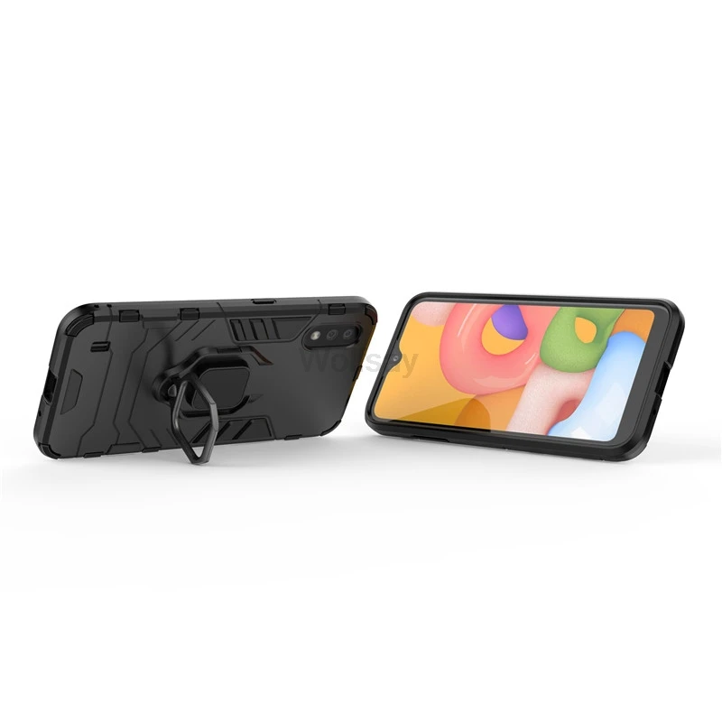 Shockproof Bumper For Samsung Galaxy A01 Case Luxury Silicone Hard PC Stand Protective Phone Cover For Samsung Galaxy A01 A015
