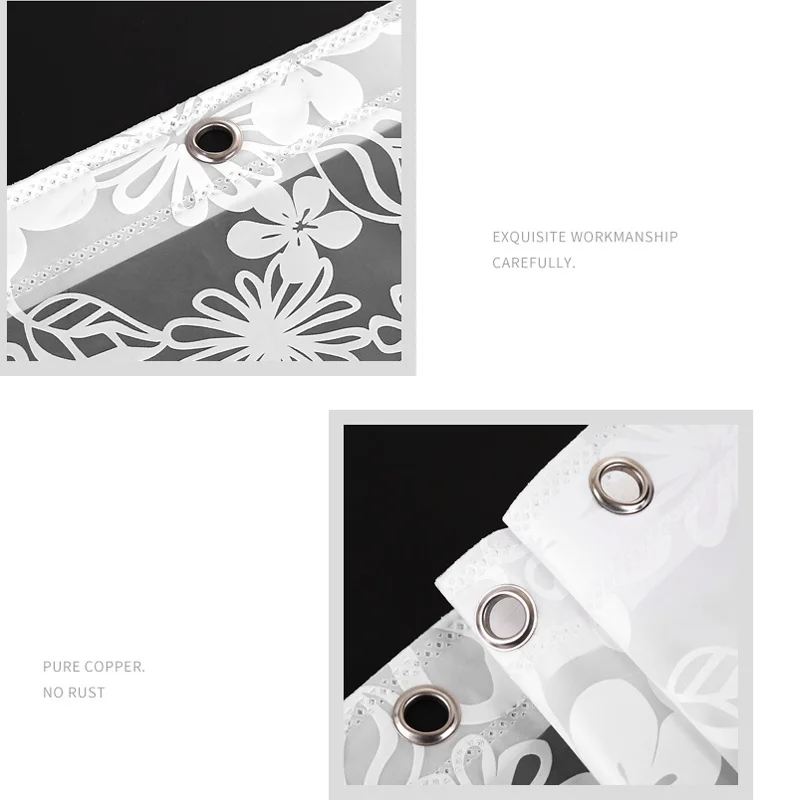 

SimbaDeco Romantic Floral Shower Curtain Waterproof Thick Bathroom Plastic Shower Curtains Without Chemical Odor-Clear