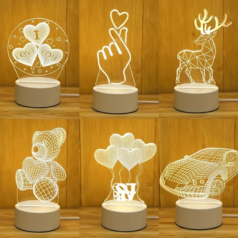 

Романтическая любовь 3D лампа шар в форме сердца акриловый светодиодный ночсветильник декоративная настольная лампа День Святого Валентин...