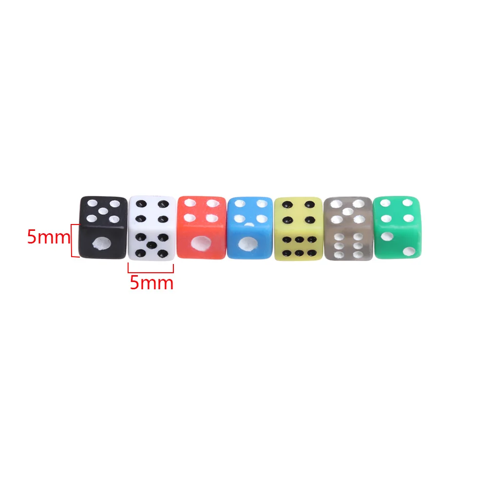 

50Pcs 5mm Acrylic Table Gaming Drinking Dice Standard Six Sided Portable Party Digital Dices Round Corner Entertainment Tool