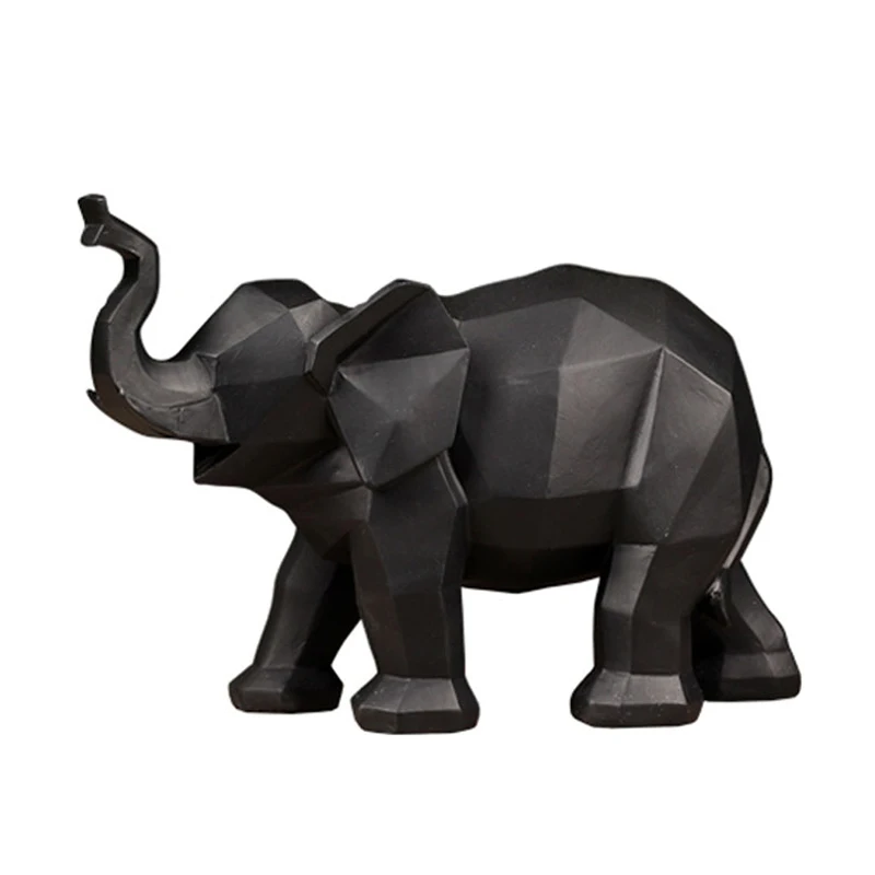 

Modern Simple Black & White Elephant Decoration Furnishings Nordic Geometric Origami Elephant Animal Sculpture Home Decor Crafts