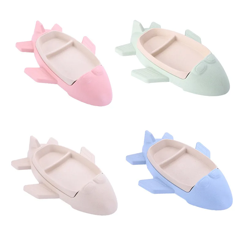 

Baby Food Containers Infant Bamboo Fiber Training Dishes Baby Feeding Sets Children Tableware aircraft Shape Bowl Cup Plates