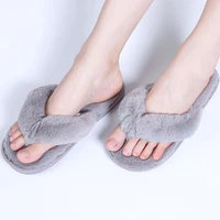 fashion fur women winter plush slippers autumn and winter home indoor korean rabbit plush cotton slippers flip flops large size