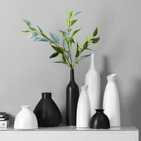 nordic white black ceramic flower vase for home room office decoration design salon casa desktop simple dried flower black vase