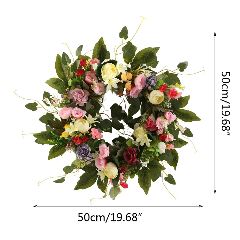 

Artificial Camellia Spring Flower Wreath Large Decoration For Wedding Front Door Dropshipping