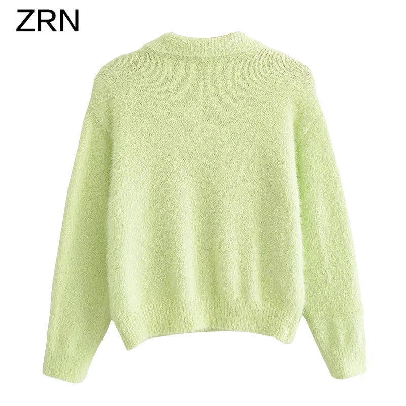ZRN 2020 Autumn Winter Thick Sweater Women Short Knitted Pullover Long Sleeve Turn-down Collar Top Soft Warm Femme | Женская одежда