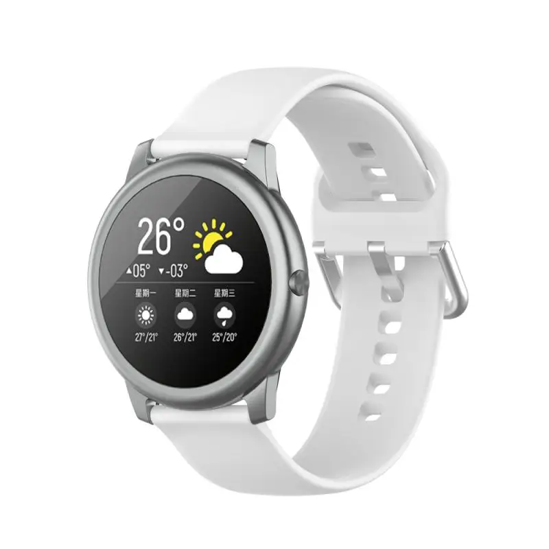 1PC Multi-Color Suitable For Xiaomi Haylou Solar LS05 Smart Watch Pure Color Silver Buckle Strap Comfotable Sports Watch Belt
