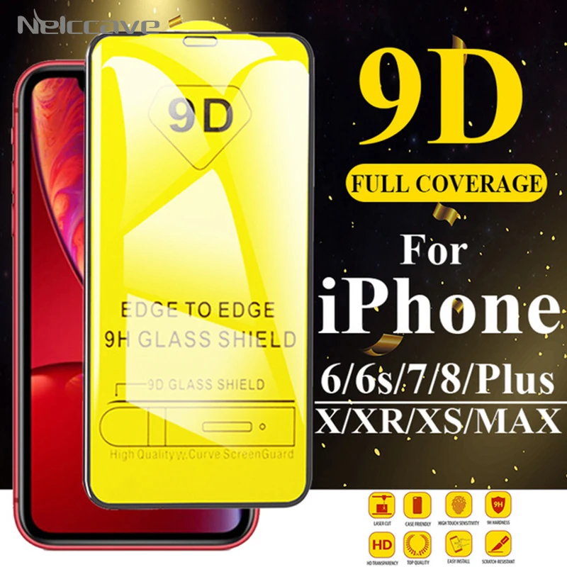 Закаленное стекло 9D для iPhone 12 Mini 11 Pro XS Max XR 8 7 Plus 6 6S SE 500 5 защитная пленка на весь