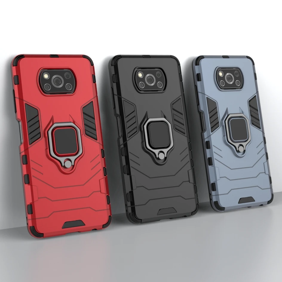 

Hard Armor Magnetic Phone Case For Xiaomi POCO X3 NFC F2 Pro F1 Mi 10 Ultra 10T Lite Redmi 9A 9C 9i Note 9S 9 Back Ring Cover