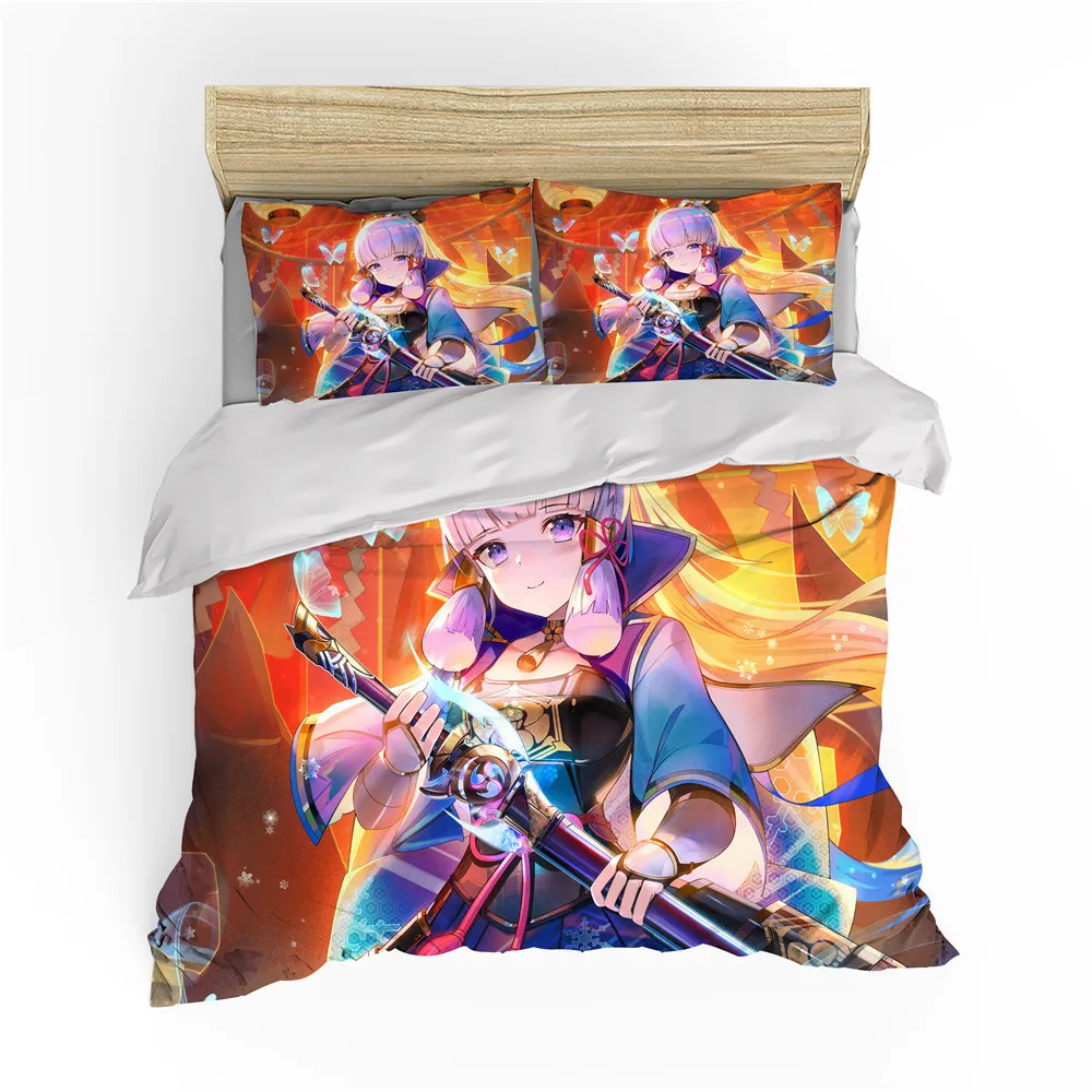 

Комплект постельного белья Genshin Impact, пододеяльник, пододеяльник, чехол для подушки, комплект из 3 предметов, для детей и взрослых, размер Kamisato...