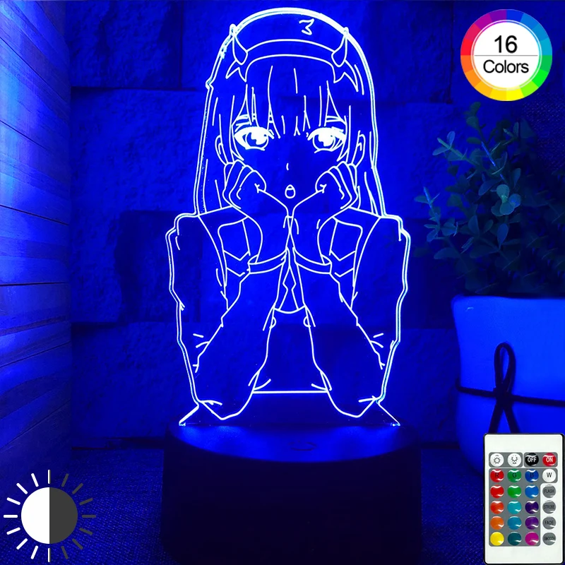 

3D Newest Anime 3D Led Lamp Darling In The Franxx Zero Two Bedroom Decor Night Lights Children's Lights Remote Control Gift