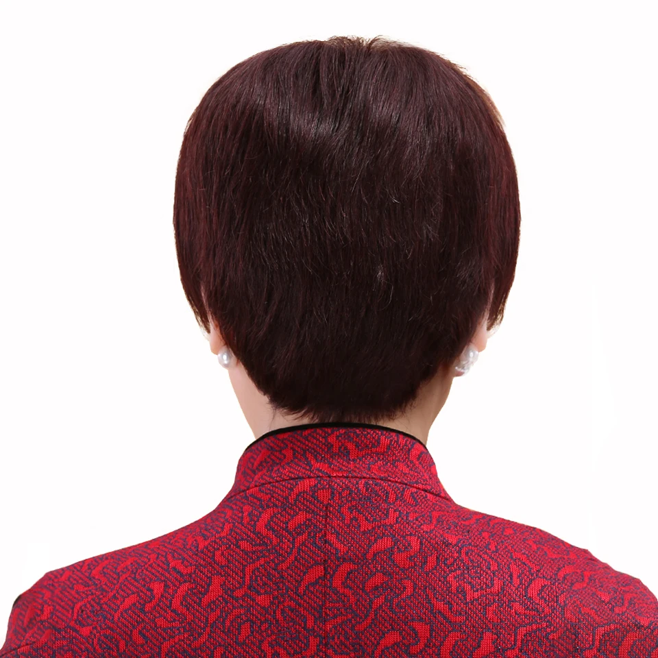 

Synthetic fiber heat-resistant mother short hair natural black wig middle-aged women loose hair shawl short straight hair
