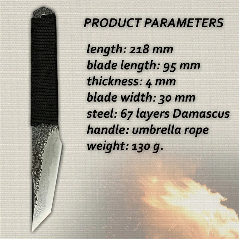 Damascus Hunting Knife Camping Sport Outdoor Gadgets Car Safety Hammer Seat belt Cutter Chef Utility Cutting Peeling Tools New |