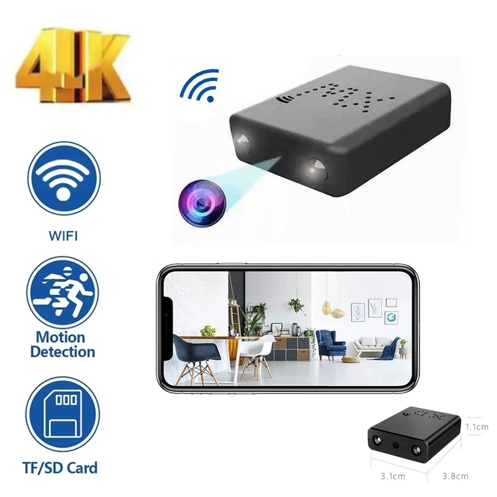 Мини камера DV/ Wifi 4K 1080P микро ночного видения с детектором движения мини