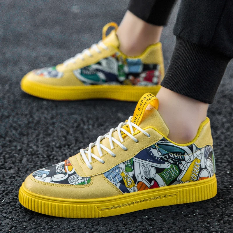 2019 стильные дизайнерские повседневные туфли мужские желтые кроссовки цвет