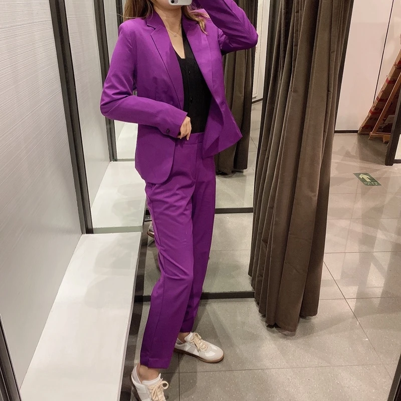 

YOSIBCD Women 2021 Fashion Office Wear Basic Blazer Coat Vintage Long Sleeve Pockets Female Outerwear Chic Tops