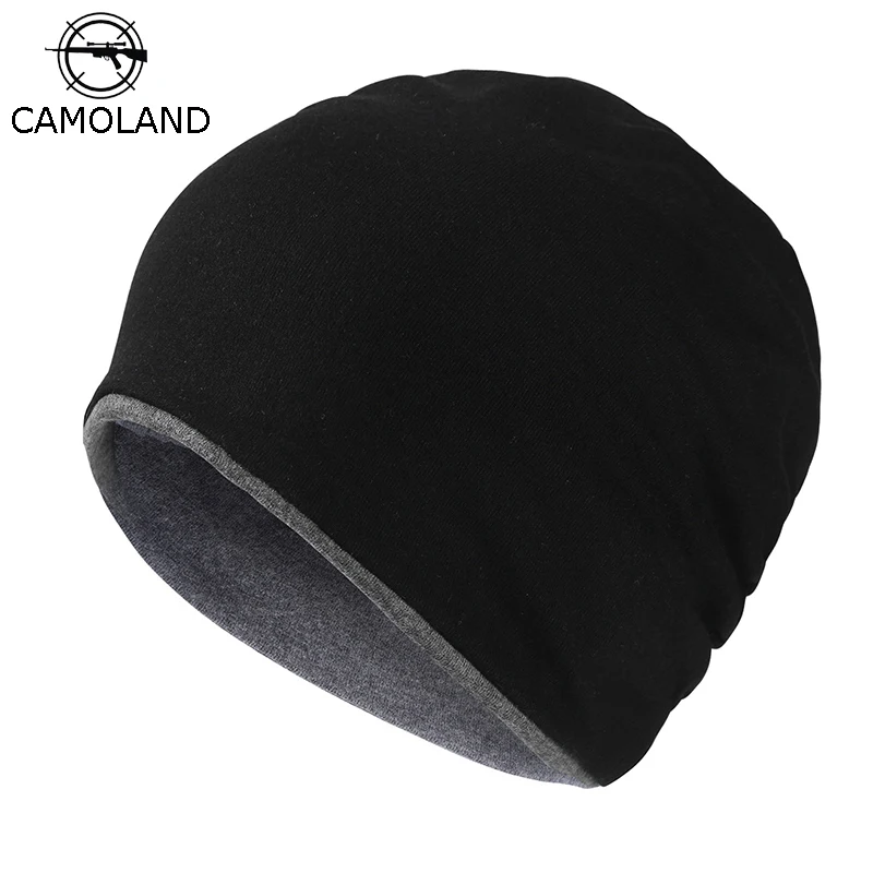 

CAMOLAND Autumn Patchwork Windproof Beanies For Men Sports Hat Acrylic Skullcap Women Soft Hip Hop Knitted Hat Casual Bonnet Cap