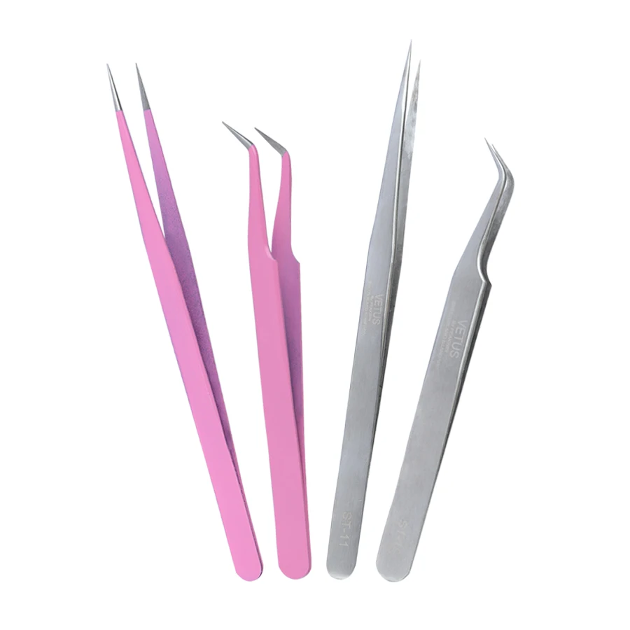 

2 шт./компл. Пинцет для наращивания ресниц, Профессиональный пинцет из нержавеющей стали с изогнутыми прямыми головками, ногтевой дизайн пин...